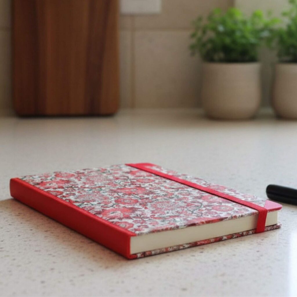 Libreta Tapa Dura Floral Roja 1