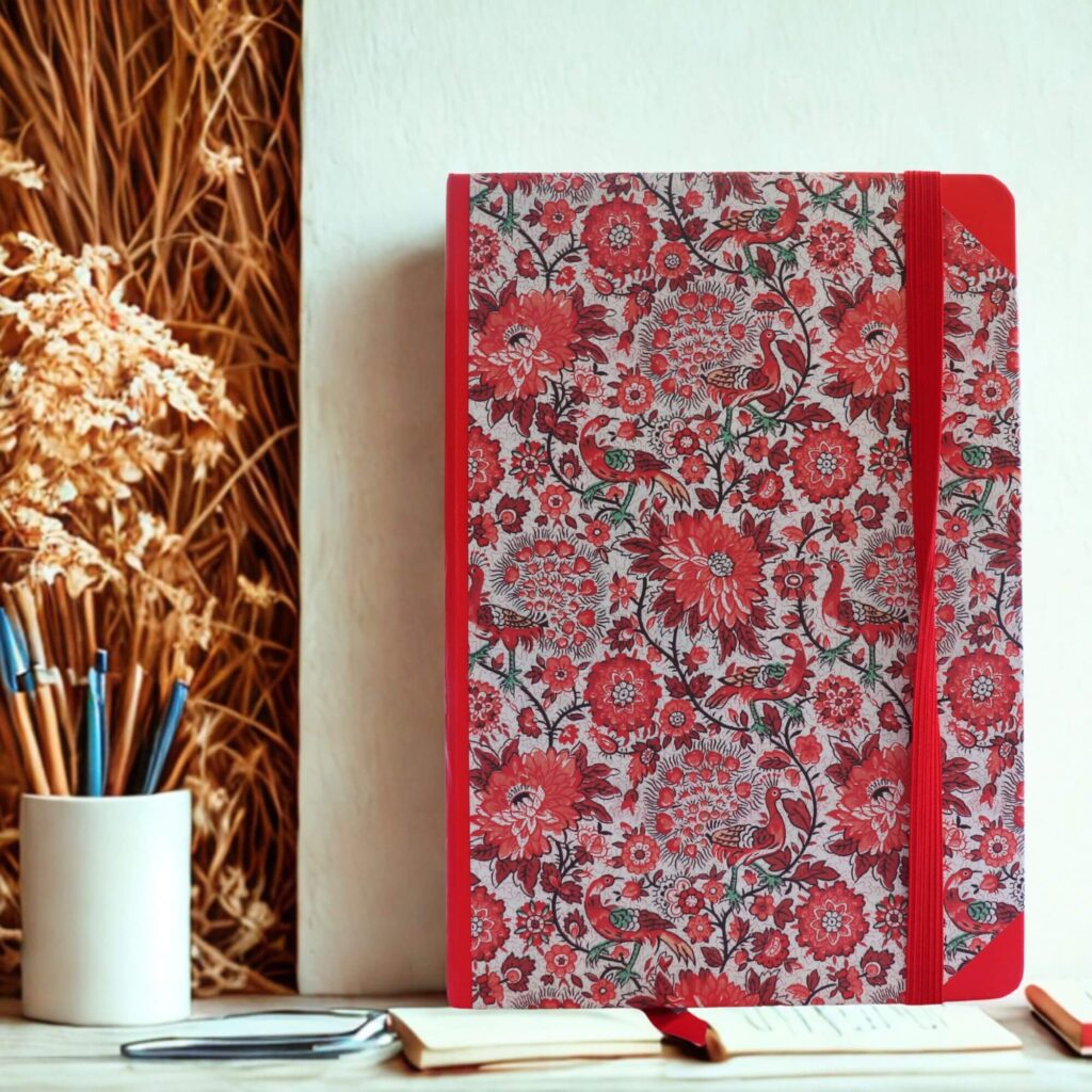 Libreta Tapa Dura Floral Roja
